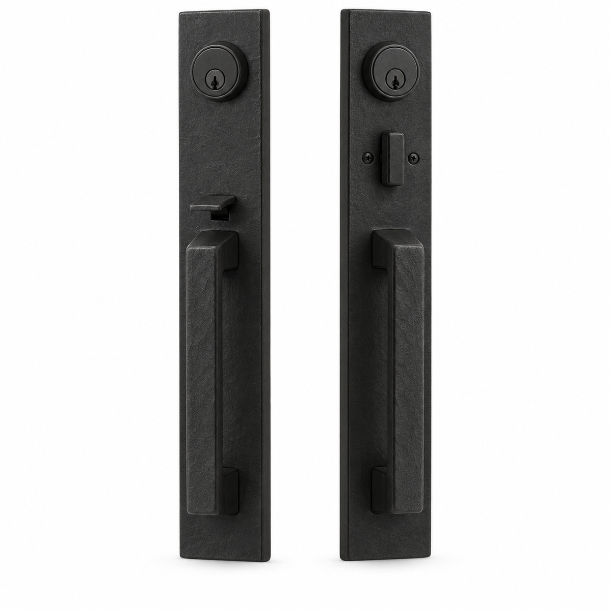 Emtek 454727FB Ridgemont Double Cylinder Keyed Entry Grip by Grip Handleset - Flat Black