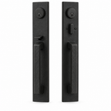 Emtek 454727FB Ridgemont Double Cylinder Keyed Entry Grip by Grip Handleset - Flat Black