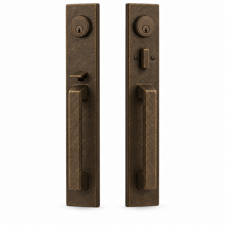 Emtek 454727MB Ridgemont Double Cylinder Keyed Entry Grip by Grip Handleset - Medium Bronze