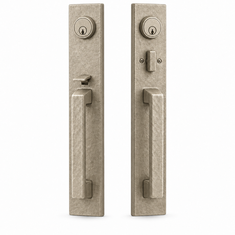 Emtek 454727TWB Ridgemont Double Cylinder Keyed Entry Grip by Grip Handleset - Tumbled White Bronze