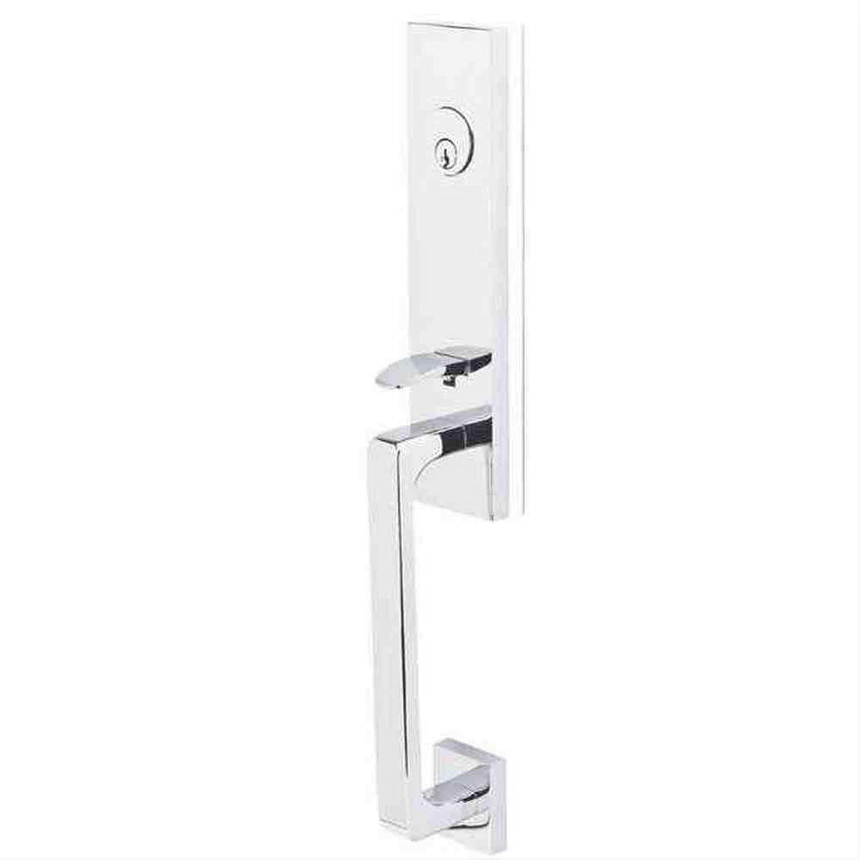 Emtek 4818ROUUS15XUS19 Knob 2-3/8" and 2-3/4" Backset Single Cylinder Davos Tubular Handleset - Reversible Satin Nickel by Flat Black