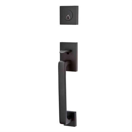 Emtek 4820ROUUS19 Knob 2-3/8" and 2-3/4" Backset Single Cylinder Baden Tubular Handleset - Reversible Flat Black