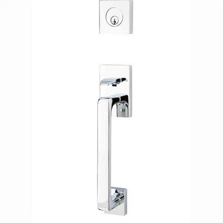 Emtek 4820ROUUS19XUS15 Knob 2-3/8" and 2-3/4" Backset Single Cylinder Baden Tubular Handleset - Reversible Flat Black by Satin Nickel
