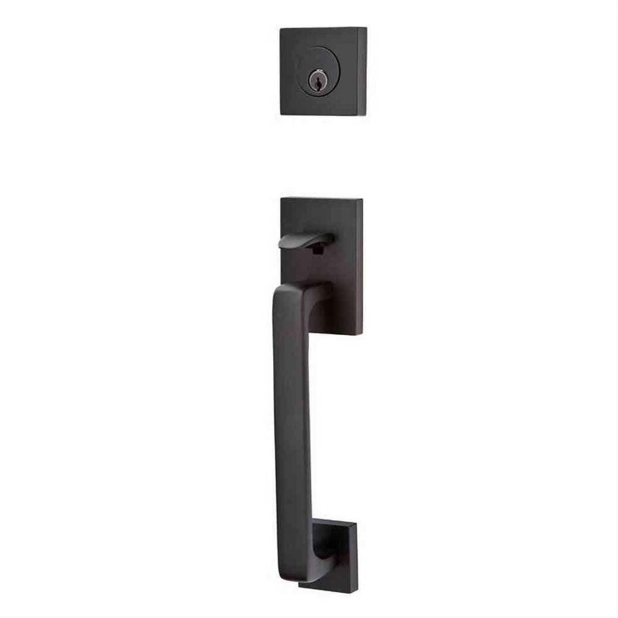Emtek 4820STUUS19RH Lever Right Hand 2-3/8" and 2-3/4" Backset Single Cylinder Baden Tubular Handleset Flat Black