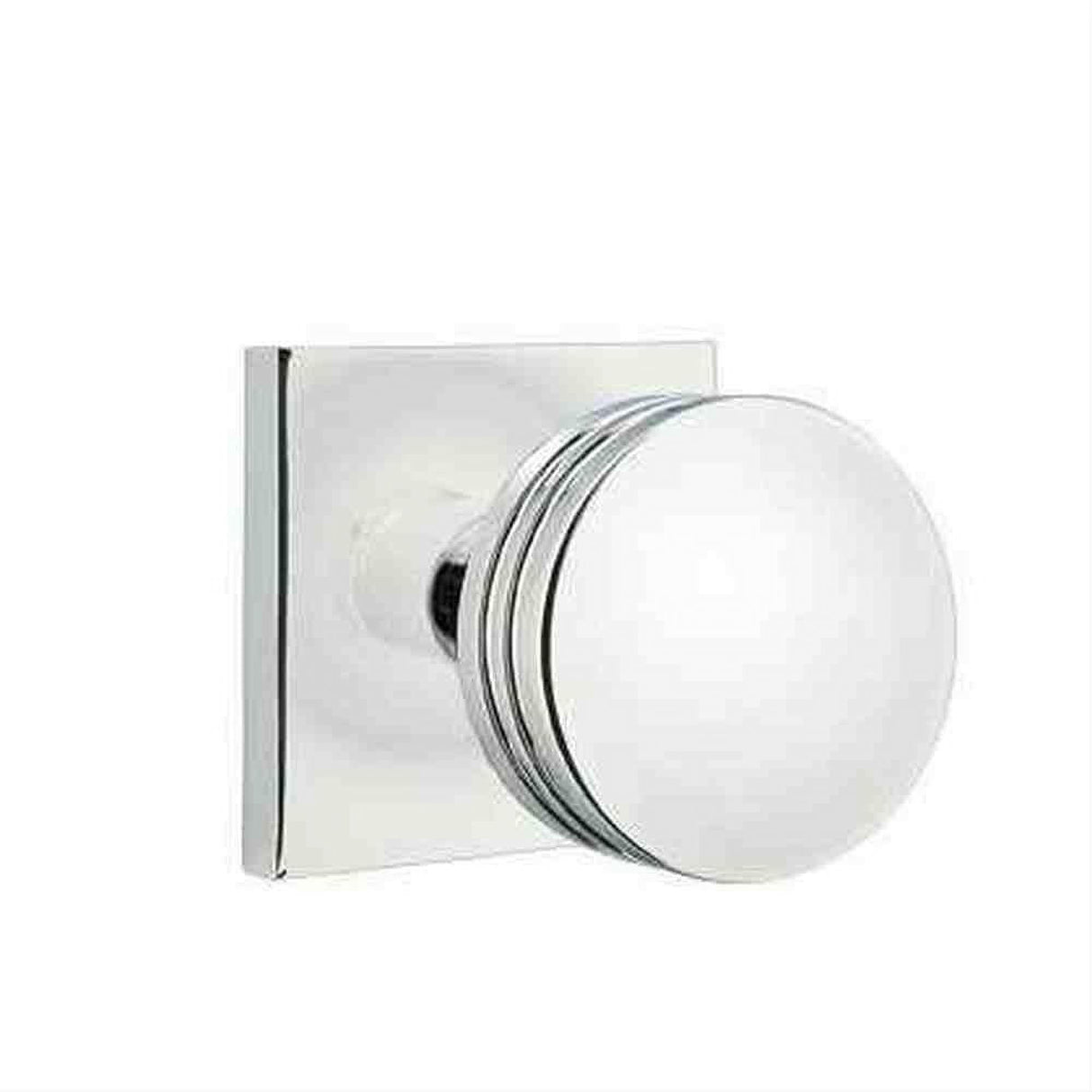 Emtek 5050BNUS26 Knob Dummy Pair with Square Rose for 1-1/4" to 2" Door - Reversible Polished Chrome