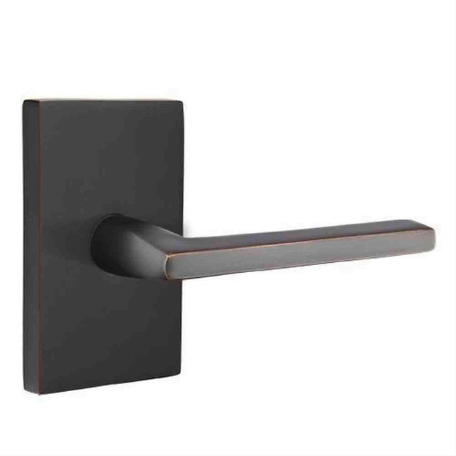 Emtek 5052HLOUS10B 5052HLOUS Helios Dummy Door Lever Pair with Modern Rectangular Rose Oil Rubbed Bronze