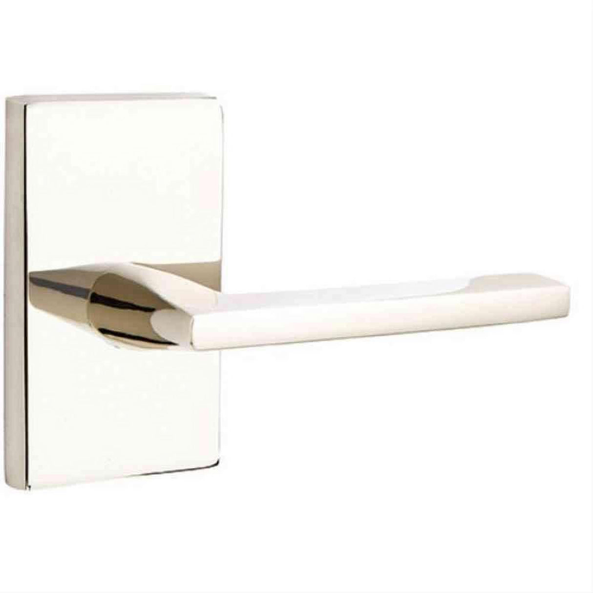 Emtek 5052HLOUS14 5052HLOUS Helios Dummy Door Lever Pair with Modern Rectangular Rose Polished Nickel Lifetime