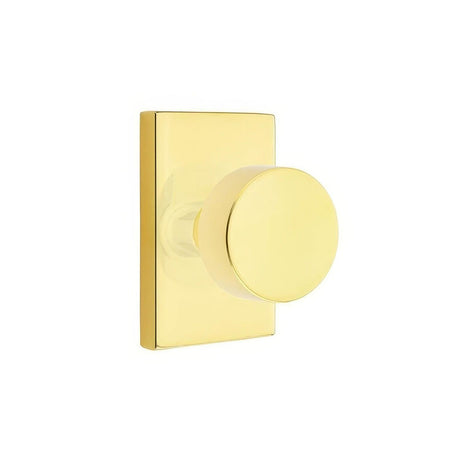 Emtek 5052ROUUS3NL 5052ROUUS Round Knob Dummy Pair With Modern Rectangular Rose Unlacquered Brass