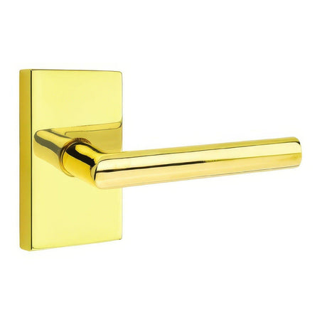 Emtek 5052STUUS3NL 5052STUUS Stuttgart Lever Dummy Pair With Modern Rectangular Rose Unlacquered Brass