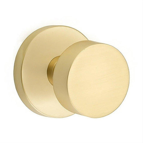 Emtek 5059ROUUS19XUS4 5059ROUUS Round Pair Dummy Knobs with Disk Rose Flat Black by Satin Brass