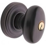 Emtek 5100EUS19 5100EUS Egg Knob Keyed Entry With Regular Rose And Adjustable Latch Flat Black