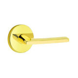 Emtek 5109HLOUS3NLLH 5109HLOUSLH Helios Lever Left Hand 2-3/8" Backset Passage with Disk Rose Unlacquered Brass