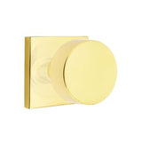 Emtek 5110ROUUS4 5110ROUUS Round Knob 2-3/8" Backset Passage with Square Rose Satin Brass