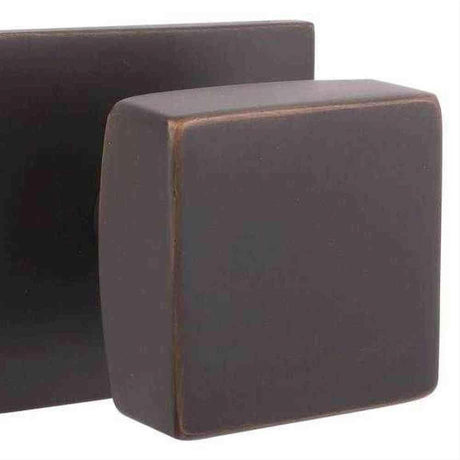 Emtek 5110SQUUS10B Knob 2-3/8" Backset Passage with Square Rose for 1-1/4" to 2" Door - Reversible Oil Rubbed Bronze