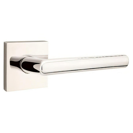Emtek 5110STUUS14RH 5110STUUSRH Stuttgart Lever Right Hand 2-3/8" Backset Passage with Square Rose Polished Nickel Lifetime