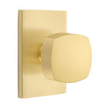 Emtek 5112FRKUS19XUS14 5112FRKUS Freestone Knob 2-3/8" Backset Passage with Modern Rectangular Rose Flat Black by Polished Nickel Lifetime