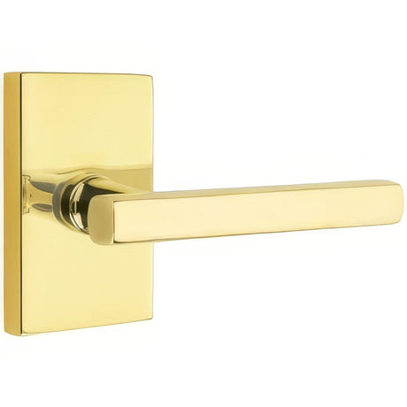 Emtek 5112FRLUS4RH 5112FRLUS Freestone Lever RH Passage with Modern Rectangular Rose Satin Brass