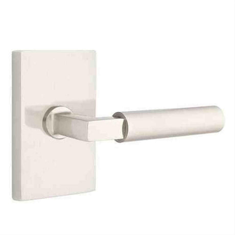 Emtek 5112HECUS15RH Lever Right Hand 2-3/8" Backset Passage with Modern Rectangular Rose for 1-1/4" to 2" Door Satin Nickel