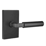 Emtek 5112HECUS19RH Lever Right Hand 2-3/8" Backset Passage with Modern Rectangular Rose for 1-1/4" to 2" Door Flat Black