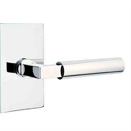 Emtek 5112HECUS26RH Lever Right Hand 2-3/8" Backset Passage with Modern Rectangular Rose for 1-1/4" to 2" Door Polished Chrome