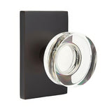 Emtek 5112MDCUS10B 5112MDCUS Modern Disc Crystal Knob 2-3/8" Backset Passage with Modern Rectangular Rose Oil Rubbed Bronze