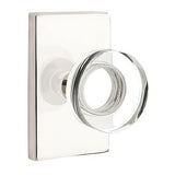 Emtek 5112MDCUS14 5112MDCUS Modern Disc Crystal Knob 2-3/8" Backset Passage with Modern Rectangular Rose Polished Nickel Lifetime