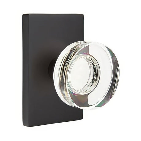 Emtek 5112MDCUS19 5112MDCUS Modern Disc Crystal Knob 2-3/8" Backset Passage with Modern Rectangular Rose Flat Black