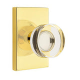 Emtek 5112MDCUS3NL 5112MDCUS Modern Disc Crystal Knob 2-3/8" Backset Passage with Modern Rectangular Rose Unlacquered Brass