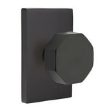 Emtek 5112OCTUS19 5112OCTUS Octagon Knob 2-3/8" Backset Passage with Modern Rectangular Rose Flat Black