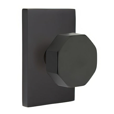Emtek 5112OCTUS19 5112OCTUS Octagon Knob 2-3/8" Backset Passage with Modern Rectangular Rose Flat Black