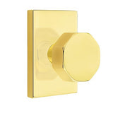 Emtek 5112OCTUS3NL 5112OCTUS Octagon Knob 2-3/8" Backset Passage with Modern Rectangular Rose Unlacquered Brass