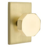 Emtek 5112OCTUS4 5112OCTUS Octagon Knob 2-3/8" Backset Passage with Modern Rectangular Rose Satin Brass
