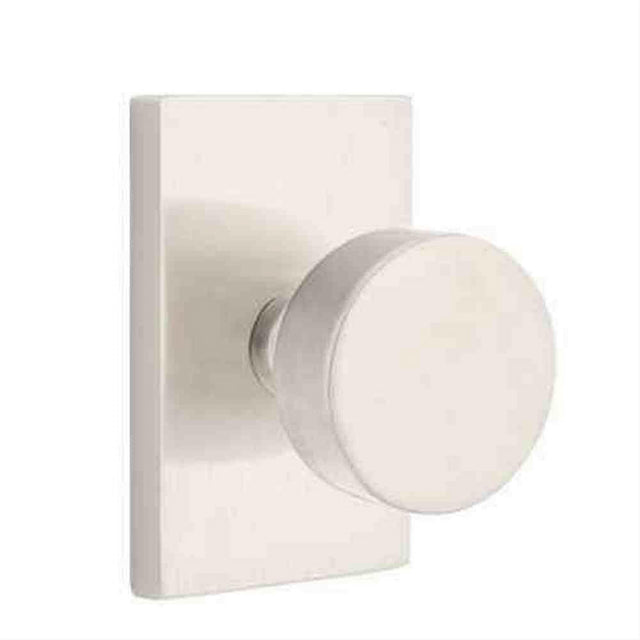 Emtek 5112ROUUS15.RLS 5112ROUUS Knob Passage with Modern Rectangular Rose Satin Nickel