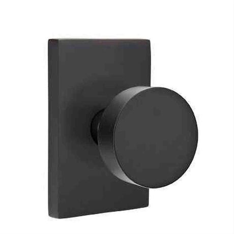 Emtek 5112ROUUS19.RLS 5112ROUUS Knob Passage with Modern Rectangular Rose Flat Black