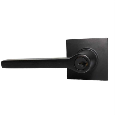 Emtek 5122HLOUS19LH.RLS 5122HLOUS Lever LH Keyed Entry with Square Rose Flat Black