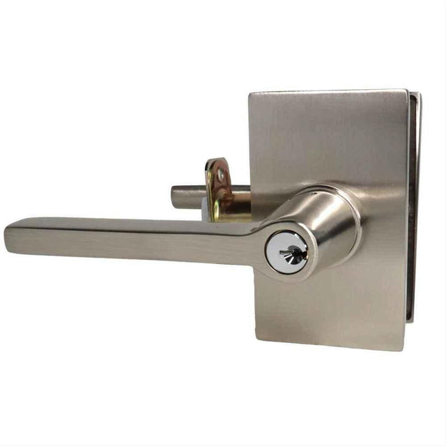 Emtek 5123HLOUS15RH.RLS 5123HLOUS Lever RH Keyed Entry with Modern Rectangular Rose Satin Nickel