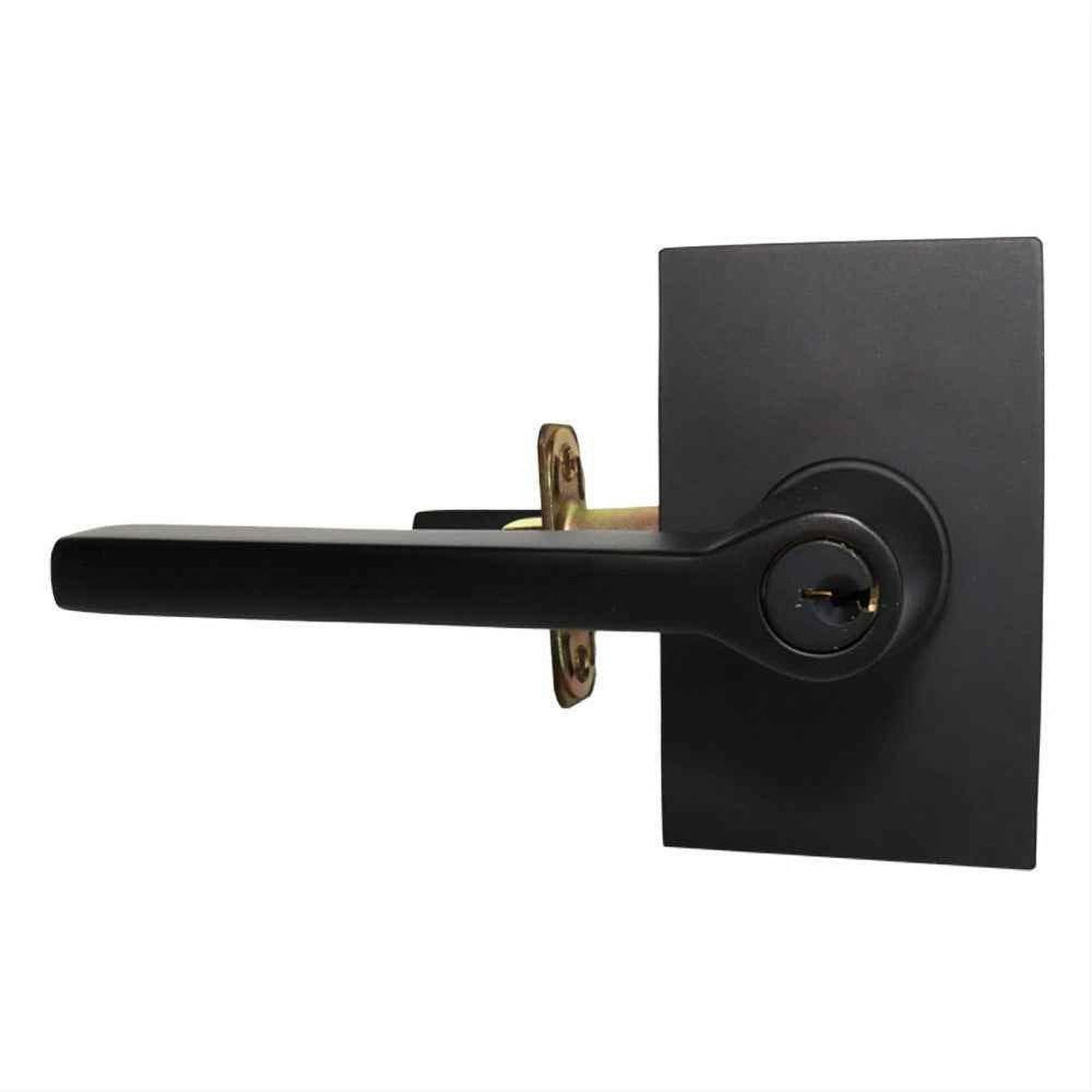 Emtek 5123HLOUS19LH.RLS 5123HLOUS Lever LH Keyed Entry with Modern Rectangular Rose Flat Black