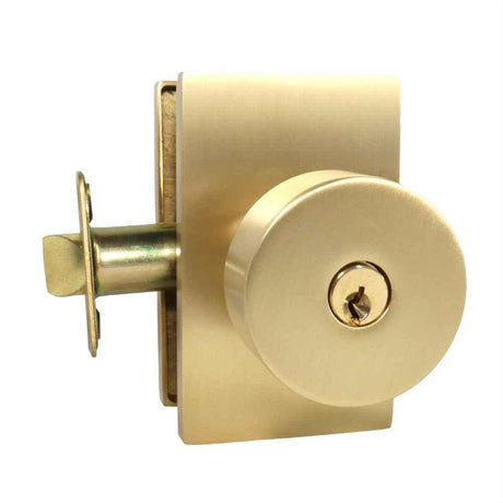 Emtek 5123ROUUS4.RLS 5123ROUUS Knob Keyed Entry with Modern Rectangular Rose Satin Brass
