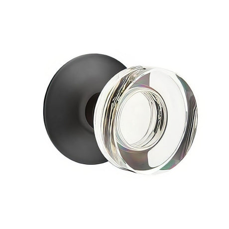 Emtek 5207MDCUS19 5207MDCUS Modern Disc Crystal Knob 2-3/8" Backset Privacy with Modern Rose Flat Black