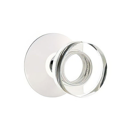 Emtek 5207MDCUS26 5207MDCUS Modern Disc Crystal Knob 2-3/8" Backset Privacy with Modern Rose Polished Chrome