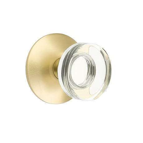 Emtek 5207MDCUS4 5207MDCUS Modern Disc Crystal Knob 2-3/8" Backset Privacy with Modern Rose Satin Brass