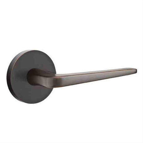 Emtek 5209ATNUS10BLH Lever Left Hand 2-3/8" Backset Privacy with Disk Rose for 1-1/4" to 2" Door Oil Rubbed Bronze