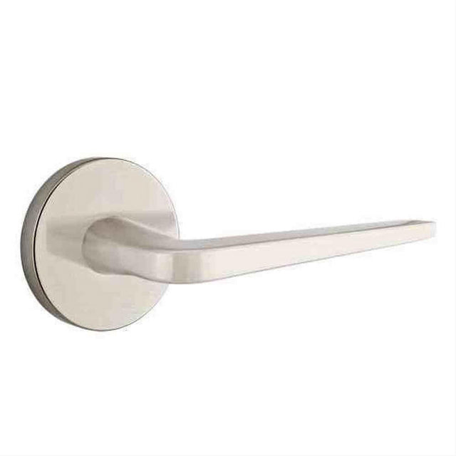 Emtek 5209ATNUS15LH Lever Left Hand 2-3/8" Backset Privacy with Disk Rose for 1-1/4" to 2" Door Satin Nickel