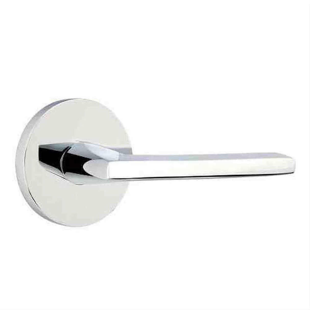 Emtek 5209HLOUS14LH Lever Left Hand 2-3/8" Backset Privacy with Disk Rose for 1-1/4" to 2" Door Polished Nickel Lifetime