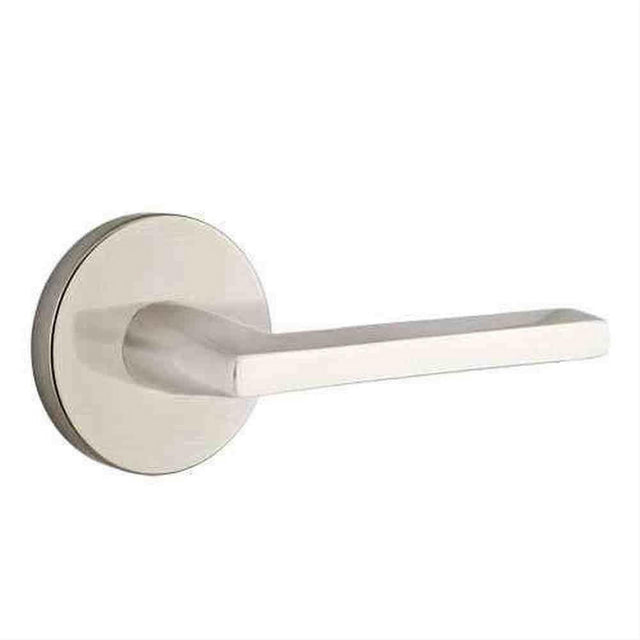Emtek 5209HLOUS15RH Lever Right Hand 2-3/8" Backset Privacy with Disk Rose for 1-1/4" to 2" Door Satin Nickel