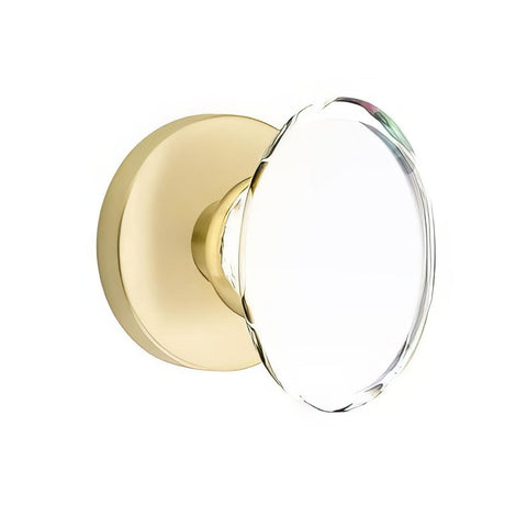 Emtek 5209HTUS4 5209HTUS Hampton Crystal Knob 2-3/8" Backset Privacy with Disk Rose Satin Brass