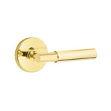 Emtek 5209MYLUS3NLLH 5209MYLUSLH Myles Lever Left Hand 2-3/8" Backset Privacy with Disk Rose Unlacquered Brass