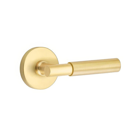 Emtek 5209MYLUS4LH 5209MYLUSLH Myles Lever Left Hand 2-3/8" Backset Privacy with Disk Rose Satin Brass