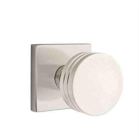 Emtek 5210BNUS15 Knob 2-3/8" Backset Privacy with Square Rose for 1-1/4" to 2" Door - Reversible Satin Nickel