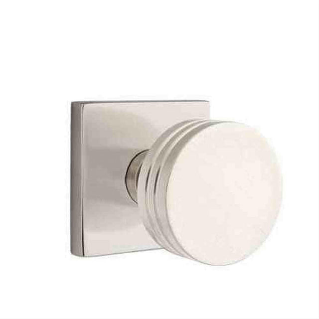 Emtek 5210BNUS15 Knob 2-3/8" Backset Privacy with Square Rose for 1-1/4" to 2" Door - Reversible Satin Nickel